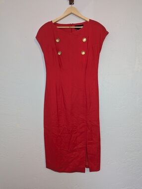 Vintage Linen Midi Dress Timeless Elegant Summer Wedding Guest Formal Cocktail
